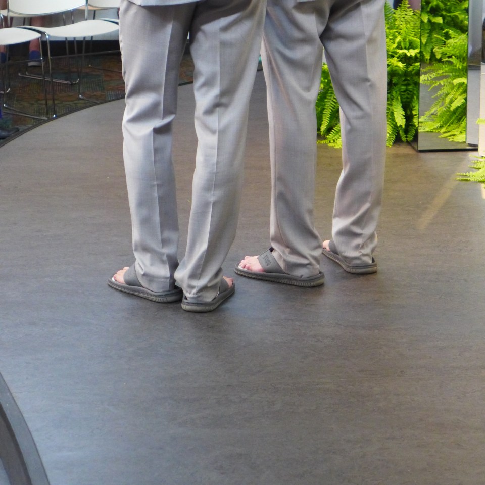 Chris & Eric ceremony flip-flops