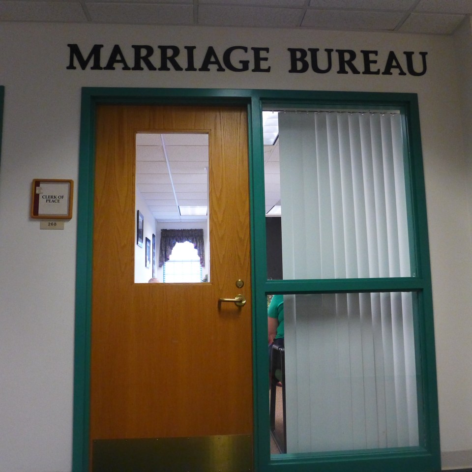 marriage bureau door sign